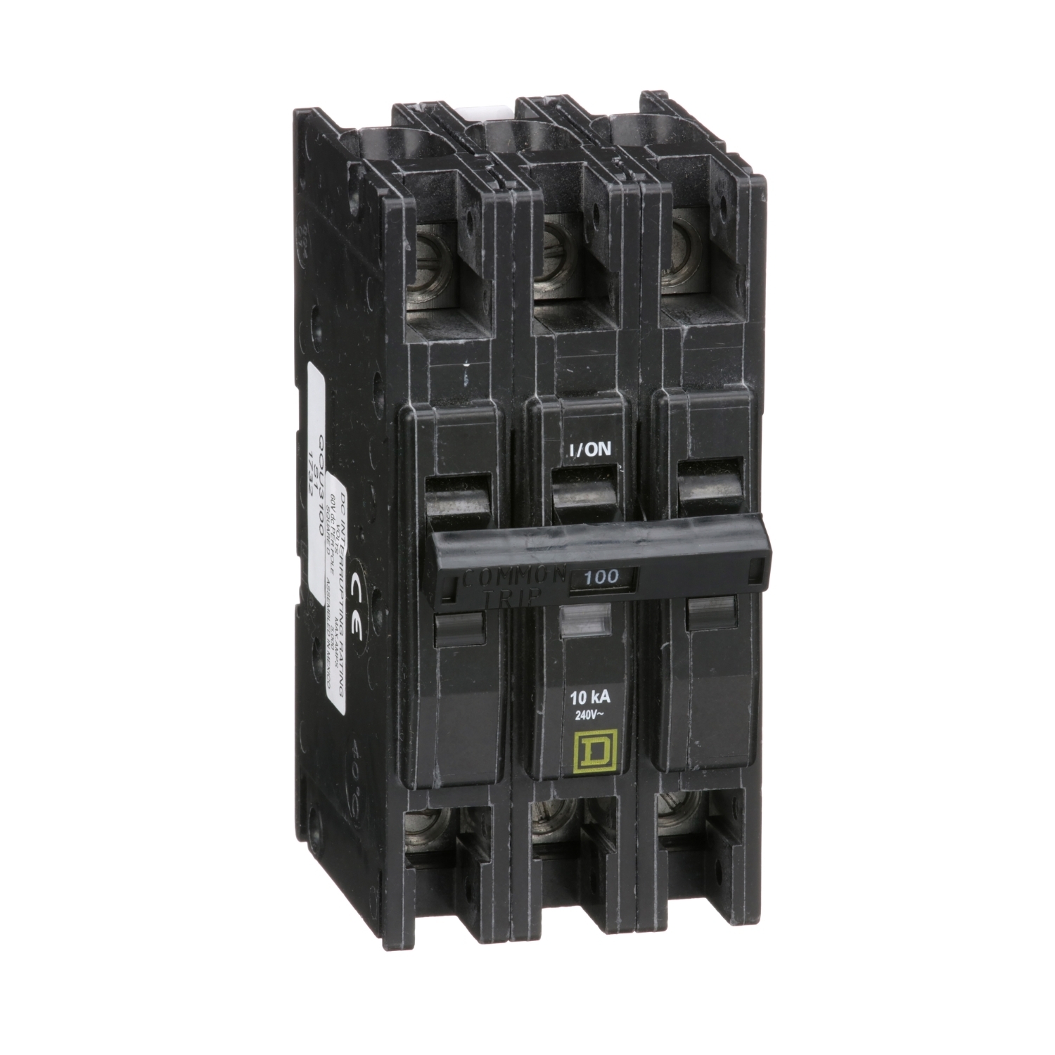 QOU3100 Type QOU Standard Unit Mount Miniature Circuit Breaker, 240 V AC, 100 A, 10 kA Interrupt, 3 Poles, Thermal Magnetic Trip