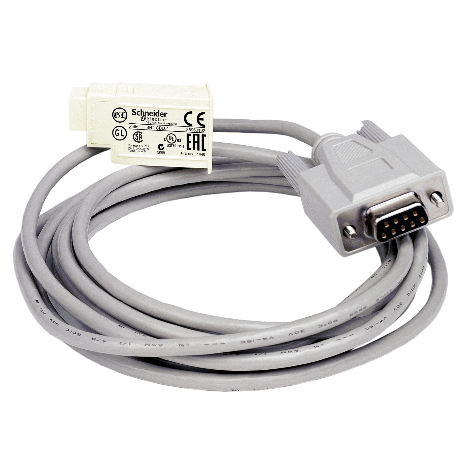 SR2CBL01 Zelio Programmable Connecting Cable, 250 V AC/DC, 3 m L