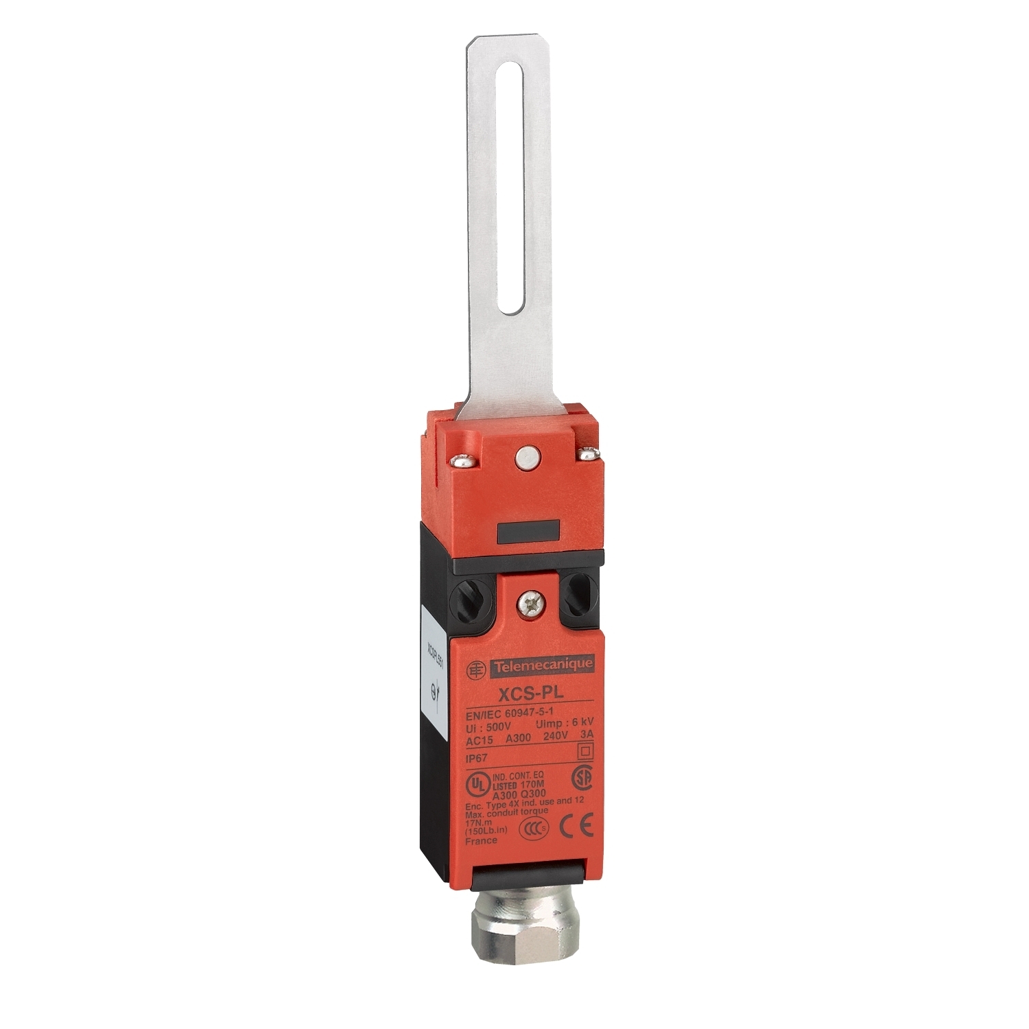 XCSPL553 Preventa 2-Pole Rotary Straight Lever Turret Head Safety Interlock Switch, 240/300 V AC, 10 A, 2 Poles