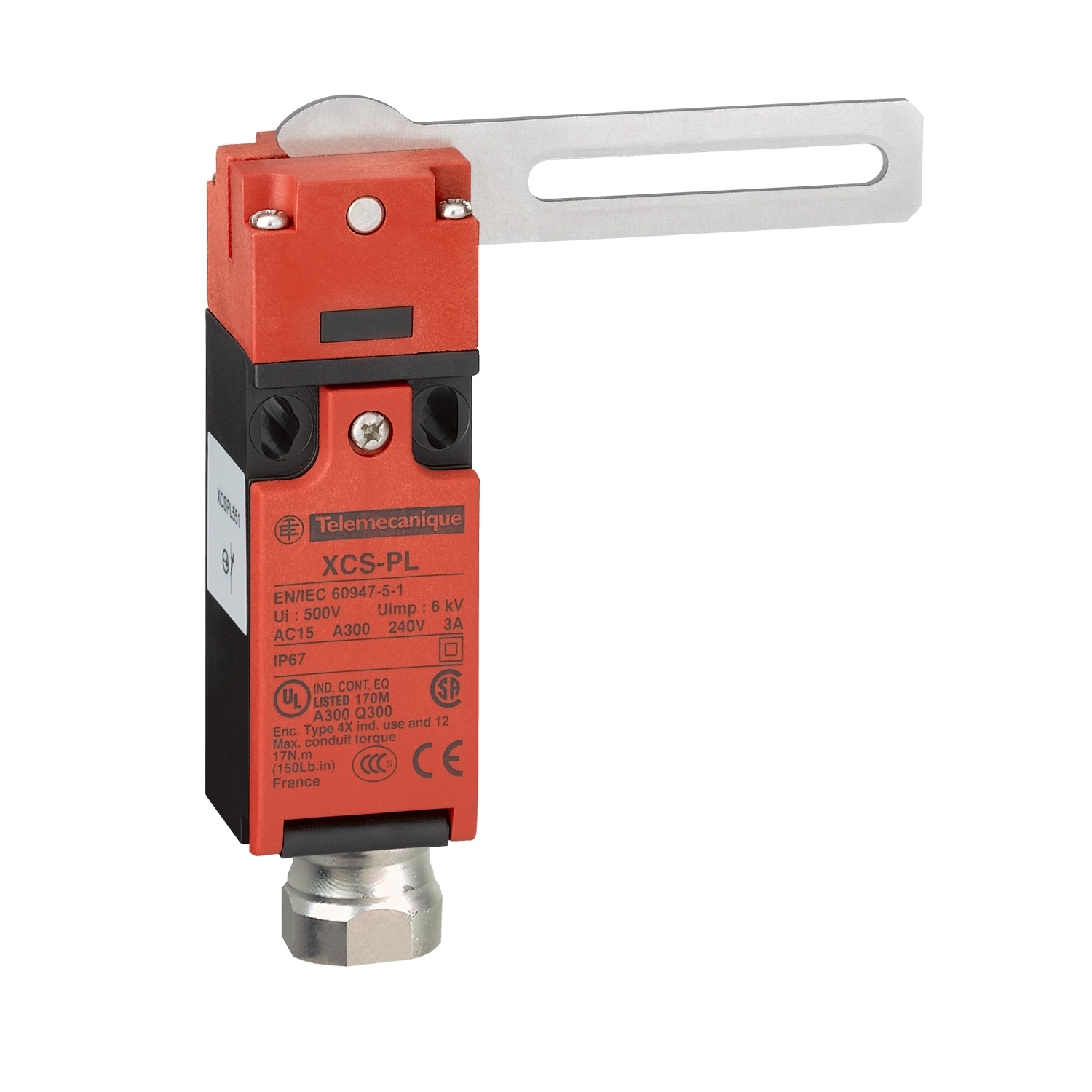 XCSPL563 Preventa Turret Head Rotary Straight Lever Guard Switch With NC Contact, 240 V AC, 10 A, 2 Poles, 1 Wires