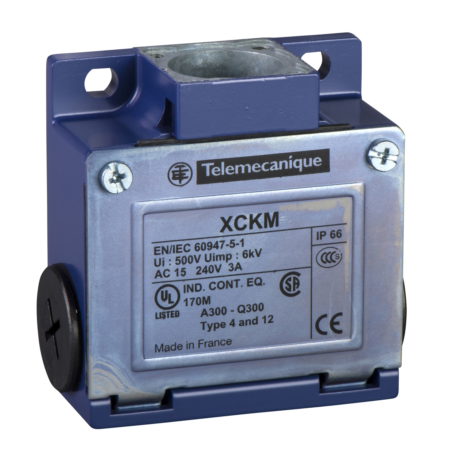 ZCKM1H7 OsiSense 2-Pole Fixed Limit Switch Body, 1NO-1NC Contact, For Use With XCKM and ZCKM Series Standard Format Limit Switch, 10 A at 300/500 V AC Contact, IP66 Enclosure