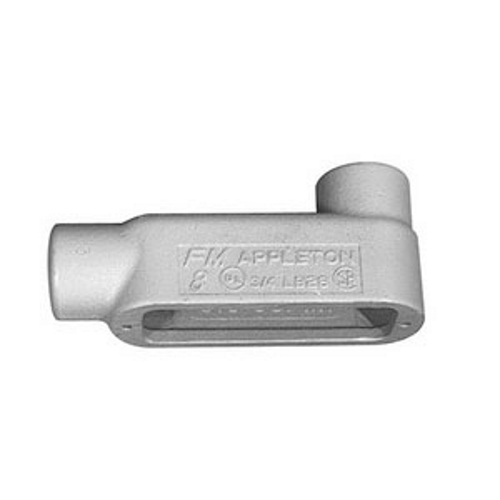 Conduit Outlet Body, Type LB, 1/2 in Hub, 2 Hubs, 5 cu-in, 8, NEMA FB-1 Enclosure, Tapered FNPT, Surface Mount, Grayloy Iron, Triple Coated, Gray, 5.09 in L x 2.39 in W x 2.28 in H
