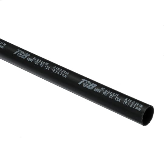HS6-1-4 Shrink-Kon Heat Shrink Tubing With Thermoplastic Adhesive Liner, 3/4 in ID Expanded, 0.24 in ID Recovered, 0.09 in THK Wall Recovered, 48 in L, Polyolefin, Black
