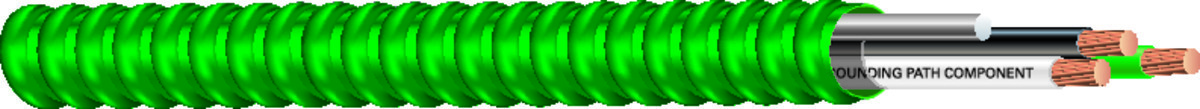 55554302 Armorlite Type MCAP/THHN Building Wire, 600 V AC, (2) 12 AWG Copper Conductor, 1000 ft L, Gray/Green/Orange