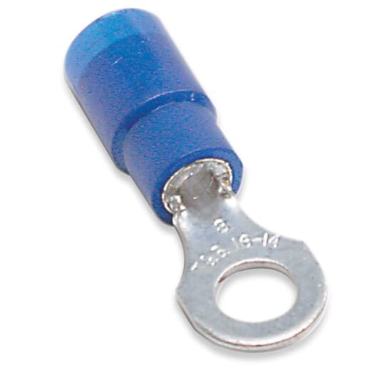 RB14-10X Sta-Kon RB Series Expanded Insulated Ring Terminal, 18 to 14 AWG Conductor, 0.95 in L, Insulation Grip Sleeve Barrel, Copper, Blue