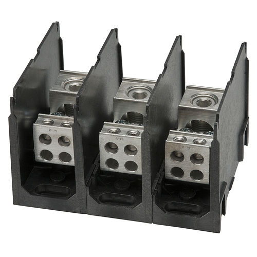 PDH-11-2/0-3 ClearChoice Type PDH Dual Rated Power Distribution Block, 600 VAC, 175 A, 3 Poles, 14 to 2/0 AWG Wire, Aluminum Alloy