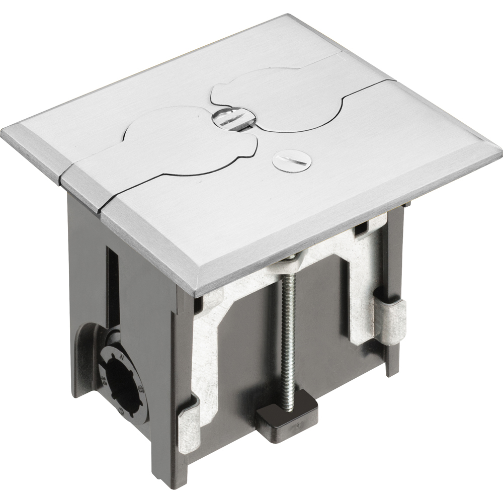 FLBAF101NL Adjustable Floor Box With (2) Flip Lids, Plastic, 18.3 cu-in Capacity, 1 Gangs, 4.646 in L x 4 in W x 4.047 in H