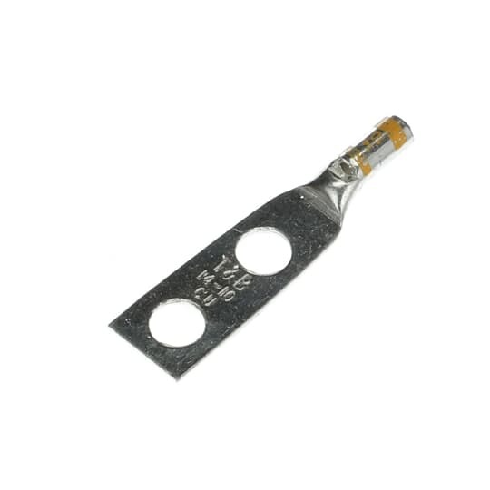 54201 Color-Keyed 54200 2-Hole Non-Insulated Compression Lug With Peep Hole, 14 to 10 AWG Copper Conductor, Die Code: ERG2002, 1/4 in Stud, Copper