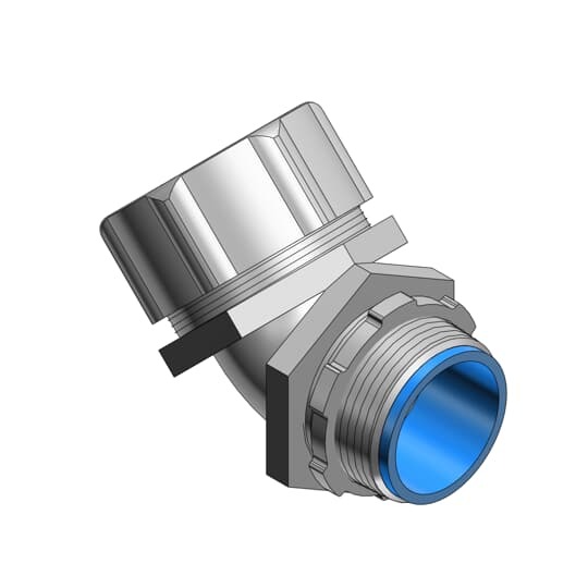 5342 T&B Insulated Conduit Connector, 1/2 in Trade, 45 deg, Malleable Iron, Chromate Coated/Electro-Zinc Plated