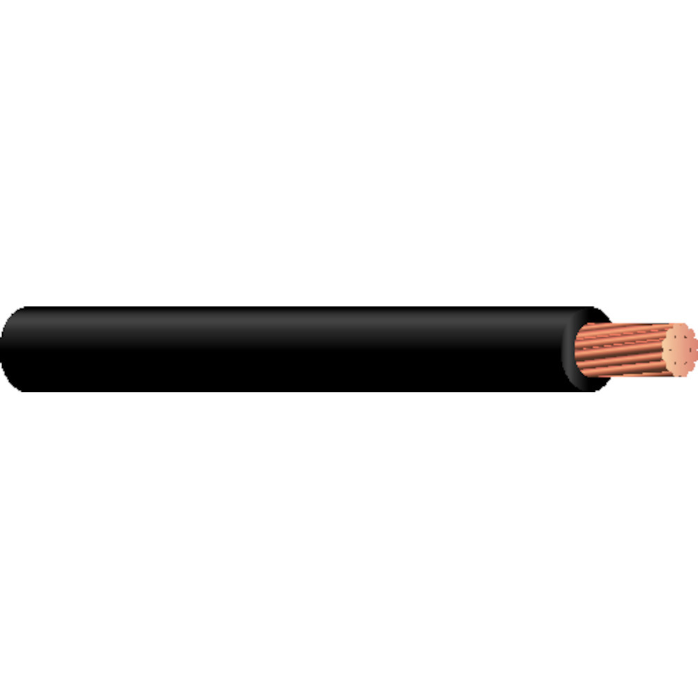 411100508 Type MTW Building Wire, 600 V AC, (1) 6 AWG Bare Copper Conductor, 500 ft L, Black
