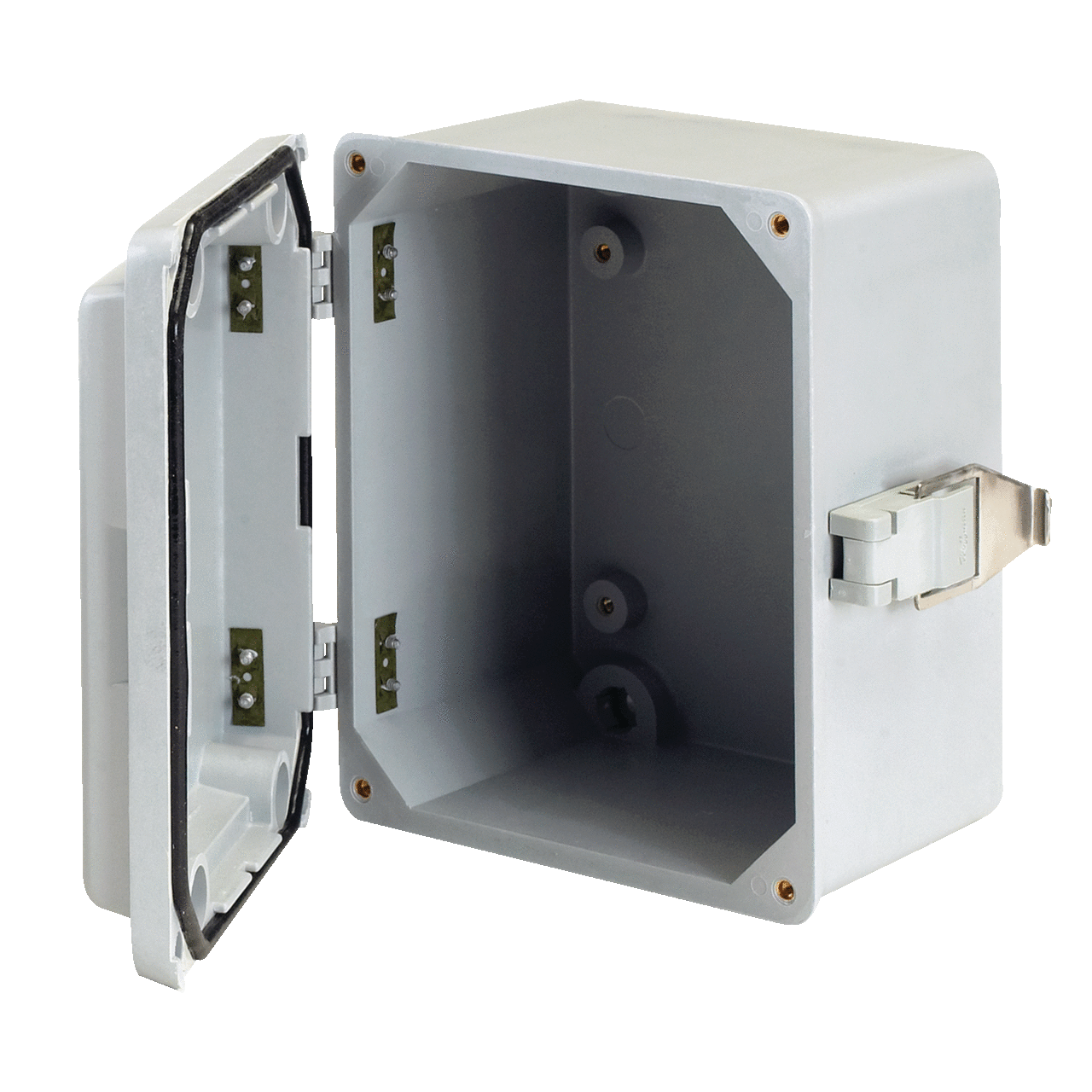 A1287JFGR A50 Small Junction Box, 11-1/2 in H x 8 in W x 6.69 in D, Hinged Solid/Screw Cover, NEMA 4X/IP66 NEMA Rating, Fiberglass
