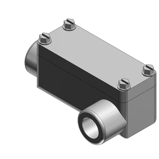 OELR1-TB T&B Type LR Explosionproof Conduit Body, 1/2 in Hub, 15.4 cu-in Capacity, Ductile Iron, Electro Galvanized