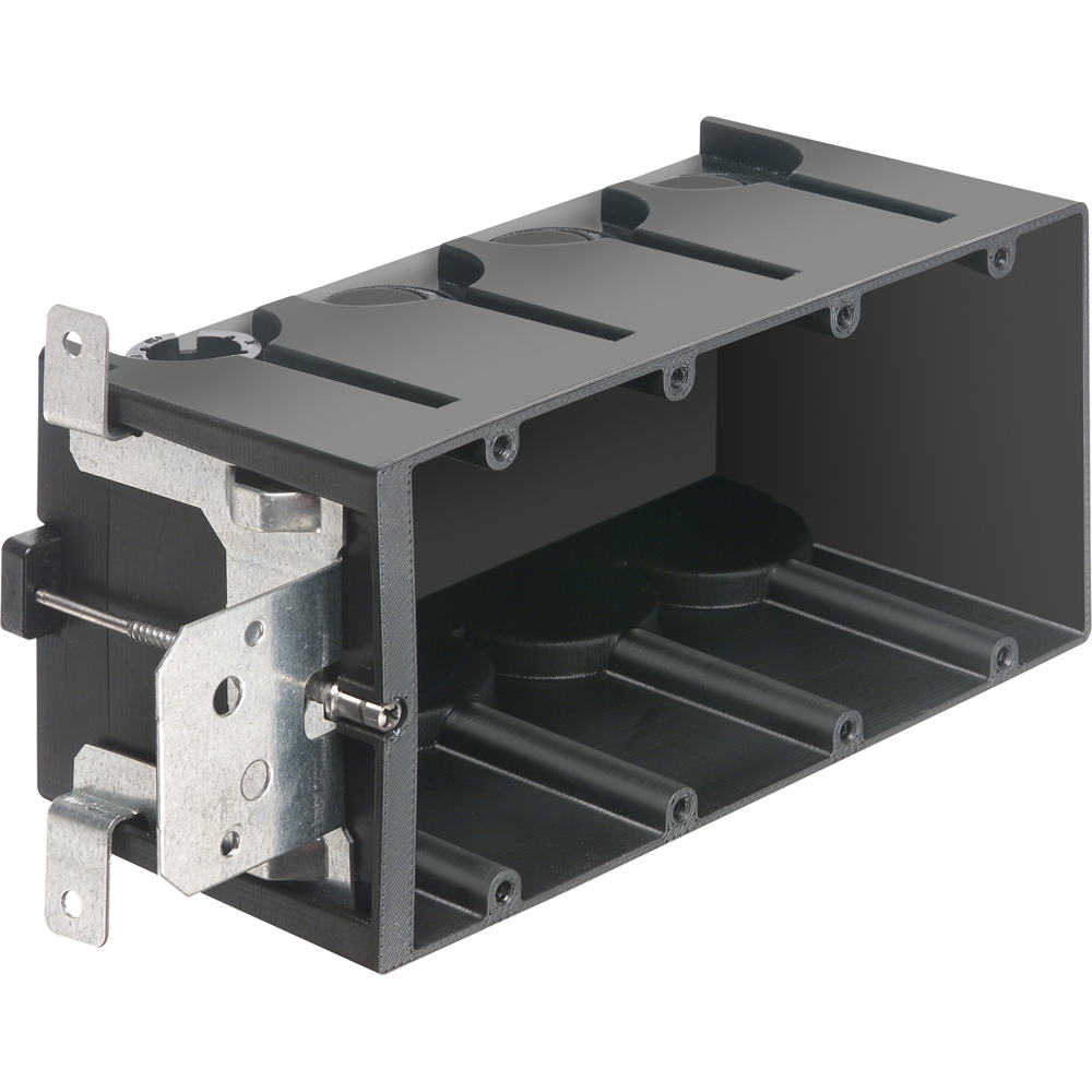 FA104 Adjustable Outlet Adapter Box, Plastic, 87 cu-in Capacity, 4 Gangs, 3.875 in L x 4.8 in W x 3.72 in H