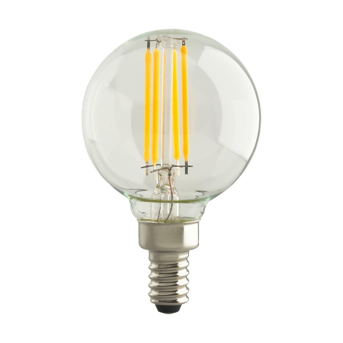 S21735 Dimmable LED Filament Lamp, 4.5 W, 40 W Incandescent Equivalent, E12 Lamp, G16 Globe Shape, 350 Lumens