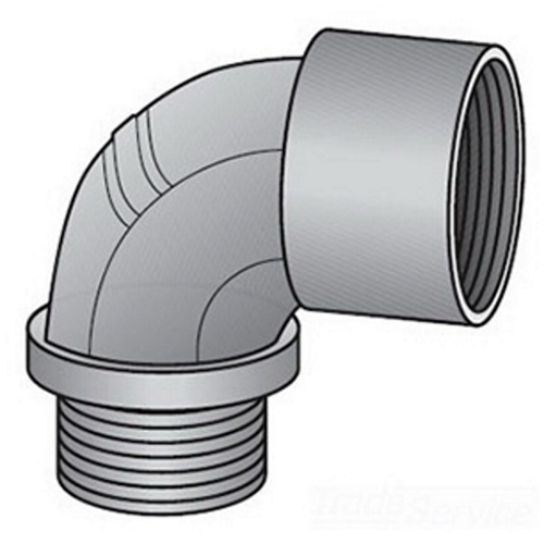8-50 8 Series Dust-Ignitionproof Explosionproof Short Conduit Elbow, 1/2 in Trade, 90 deg, Malleable Iron, Electroplated Zinc
