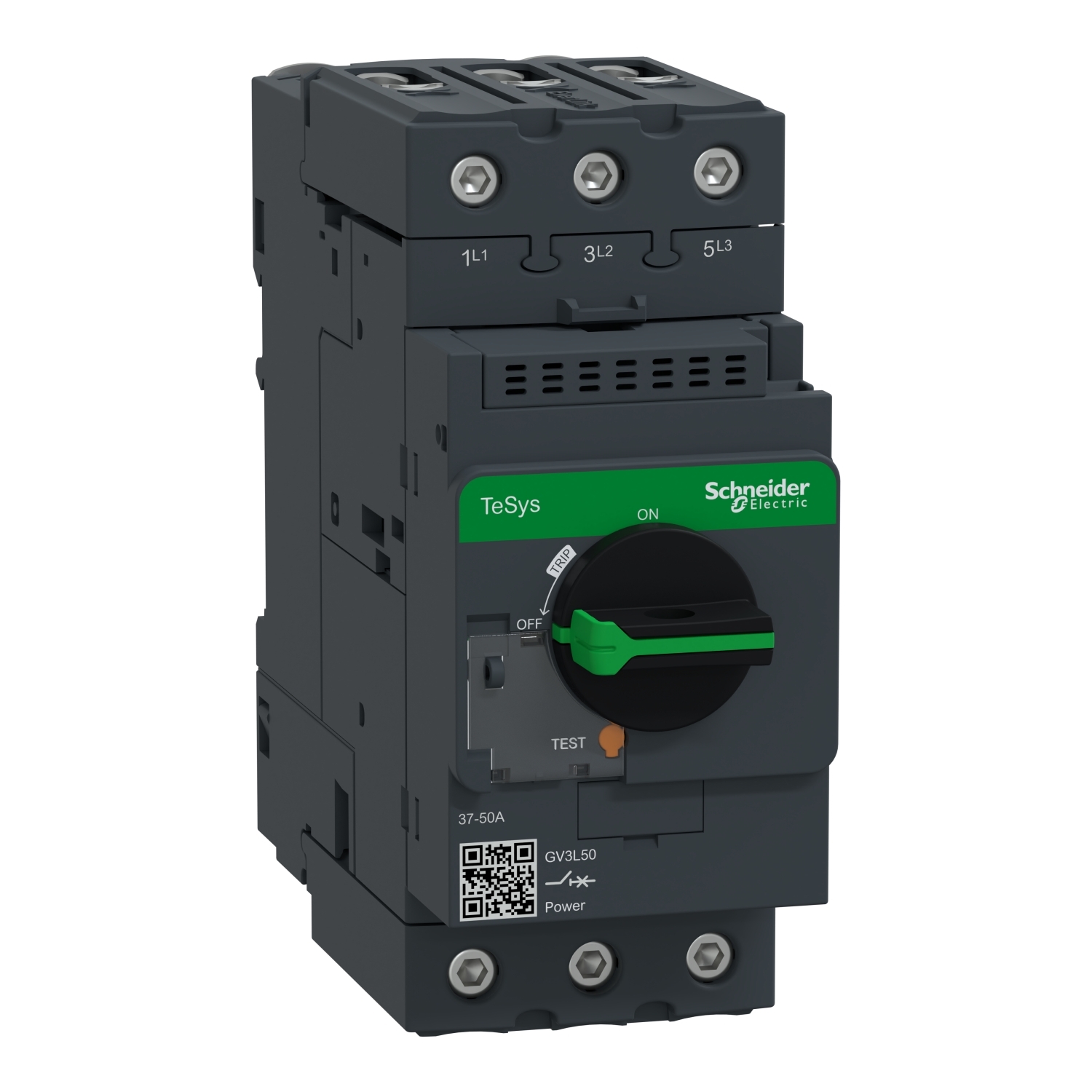 GV3L50 TeSys Manual Starter and Protector, 690 V AC, 50 A, 100 kA Interrupt, 3 Poles, Magnetic Trip