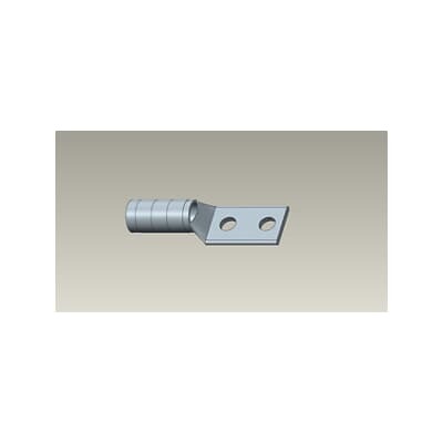 256-30695-1162P Color-Keyed 2-Hole Non-Insulated Compression Lug With Peep Hole, 1/0 AWG Copper Conductor, Die Code: 42, 3/8 in Stud, Copper