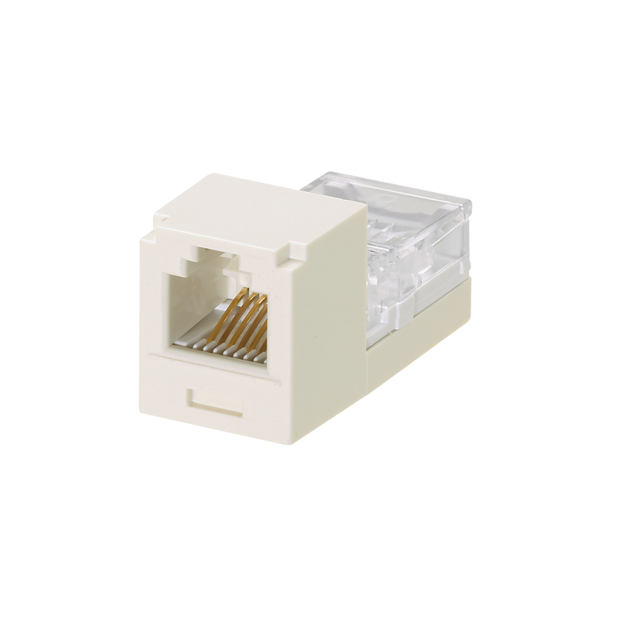 CJ66IWY PanNet Mini-Jack 1-Slot 6-Position 6-Wire Lead Frame Universal Unshielded Jack Module, Cat 3/Mini-Com Module, Surface Mount, 1 Port, ABS, Off-White