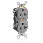 MT563-IGG Lev-Lok 1-Phase Duplex Heavy Duty Isolated Grounding Tamper Resistant Straight Blade Receptacle, 125 V AC, 20 A, 2 Poles, 3 Wires, Gray