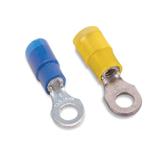 RB14-38X Sta-Kon RB Series Expanded Insulated Ring Terminal, 18 to 14 AWG Conductor, 1-1/4 in L, Insulation Grip Sleeve Barrel, Copper, Blue