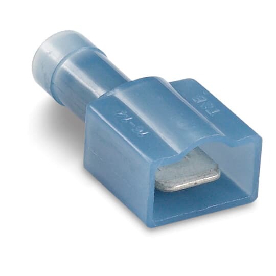 14RB-251T Sta-Kon 250 Insulated Male Tab, 16 to 14 AWG Conductor, 0.25 in W x 0.032 in THK Tab, Brazed Seam Barrel, Brass/Copper, Blue