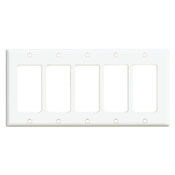 80423-W Decora Standard Size Wall Plate, 5 Gangs, 9.99 in W x 4.5 in H, Thermoset, White