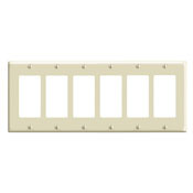 80436-W Decora Standard Size Wall Plate, 6 Gangs, 11.8 in W x 4.5 in H, Thermoset, White