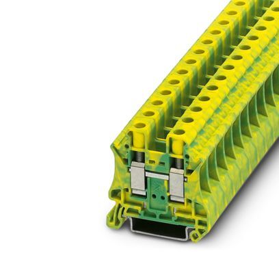 3044173 1-Level 1-Circuit 2-Connection Single Tier Ground Modular Terminal Block, 1 kV AC, 57 A, 20 to 6 AWG Wire, DIN Rail Mount