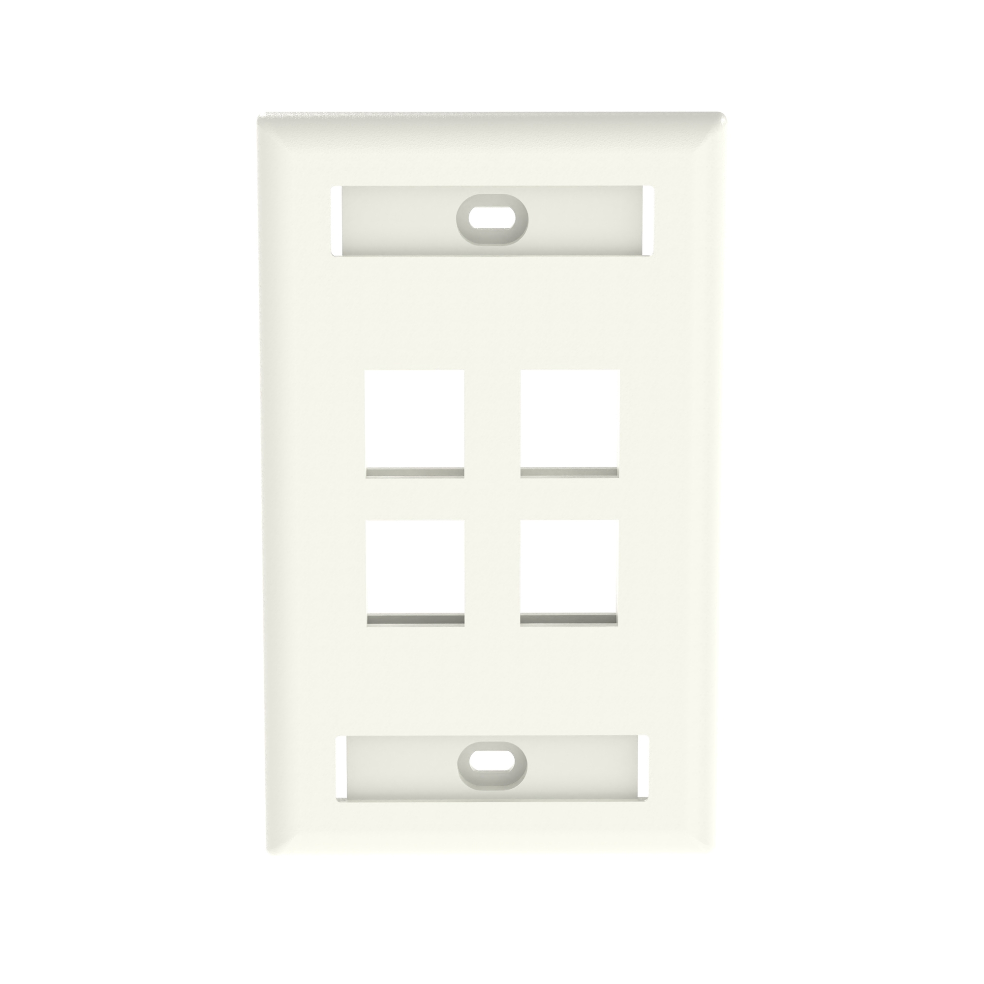 NK4FIWY NetKey PanNet Flat Vertical Faceplate, 1 Gang, 4 Ports, Keystone Module, Fastened Mount, ABS