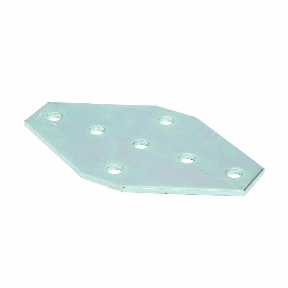 B334ZN Flat Cross Gusset Plate, 7 Holes, 9-1/8 in L x 5-3/8 in W x 1/4 in THK, Strip Steel