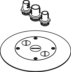 RC7CFFTCAL Multi-Service Poke Through Finish Flange and Conduit Adapter Assembly, 3-1/16 in Dia, Aluminum