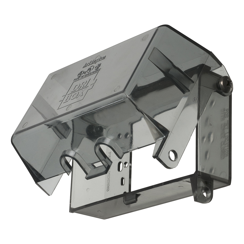 DBPV1C Dri-Box DB Series 1-Gang Box Vertical Mount Rectangular Adapter With Non-Metallic Cover and Base, For Use With Wiring Device and Standard Size Wallplate, Plastic, Clear