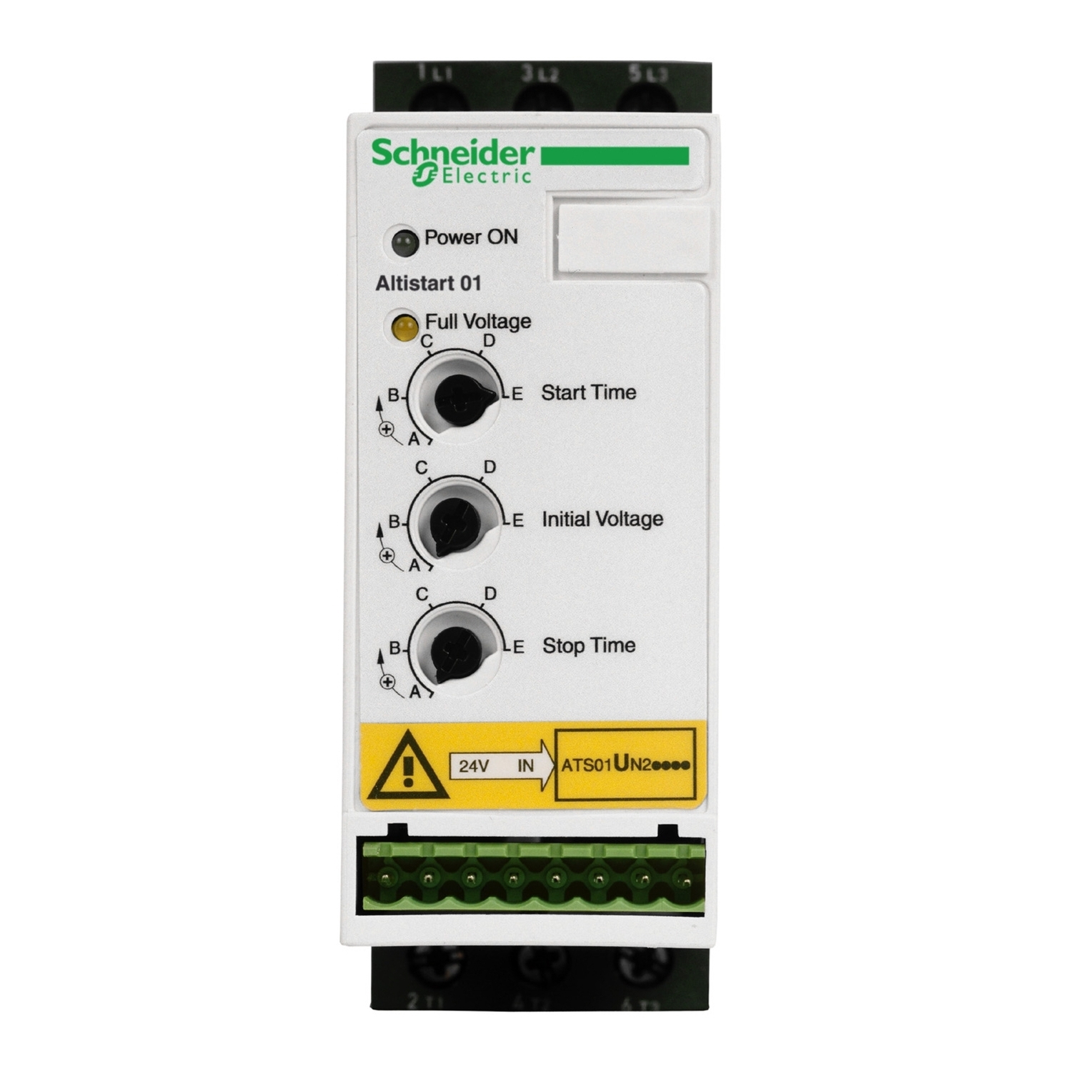 ATSU01N206LT Altistart Soft Starter With Heat Sink, 24 VDC V Coil, 3 Poles, IP20 Enclosure