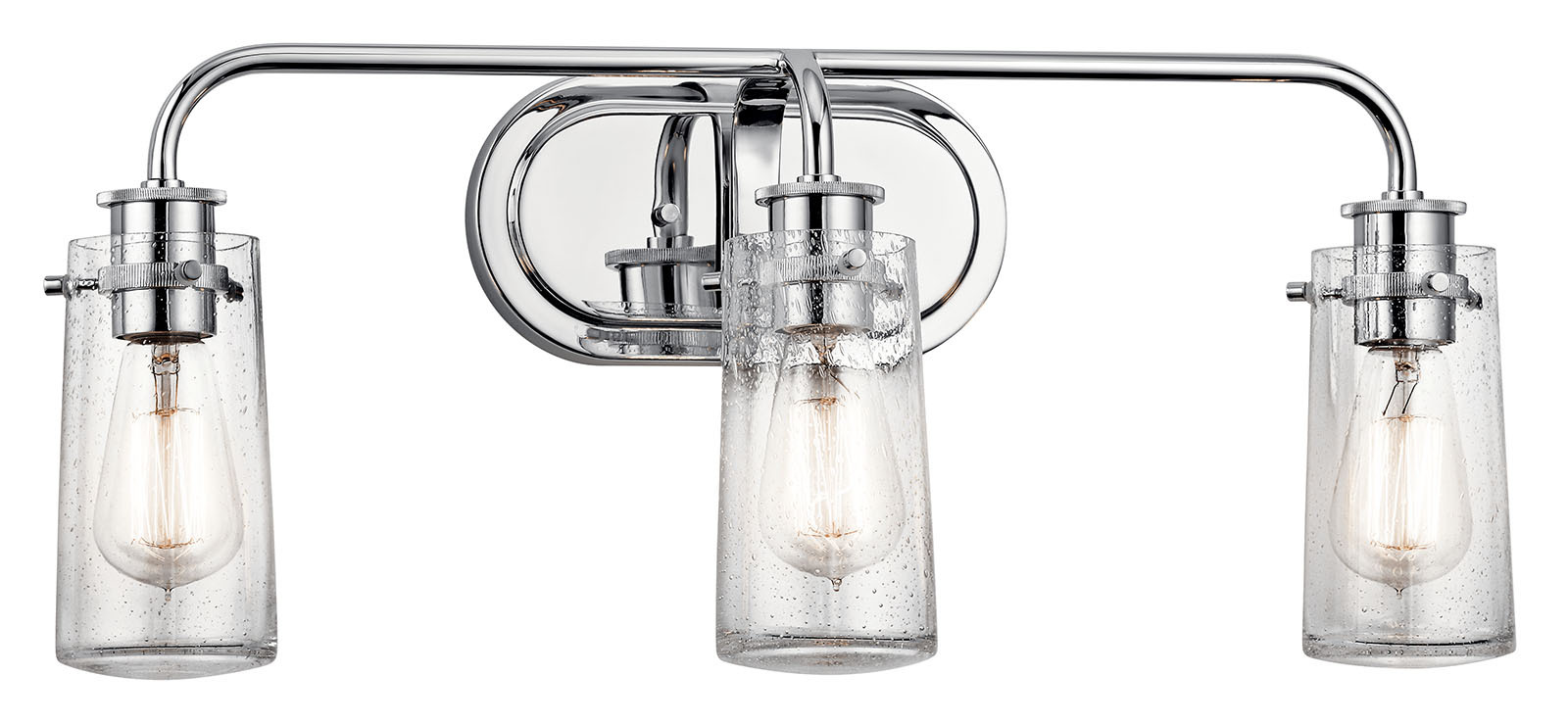 45459CH Braelyn 3-Arm Country/Lodge/Rustic Bathroom Vanity Lighting, (3) A19 Lamp, 120 V AC, Polished Chrome Housing