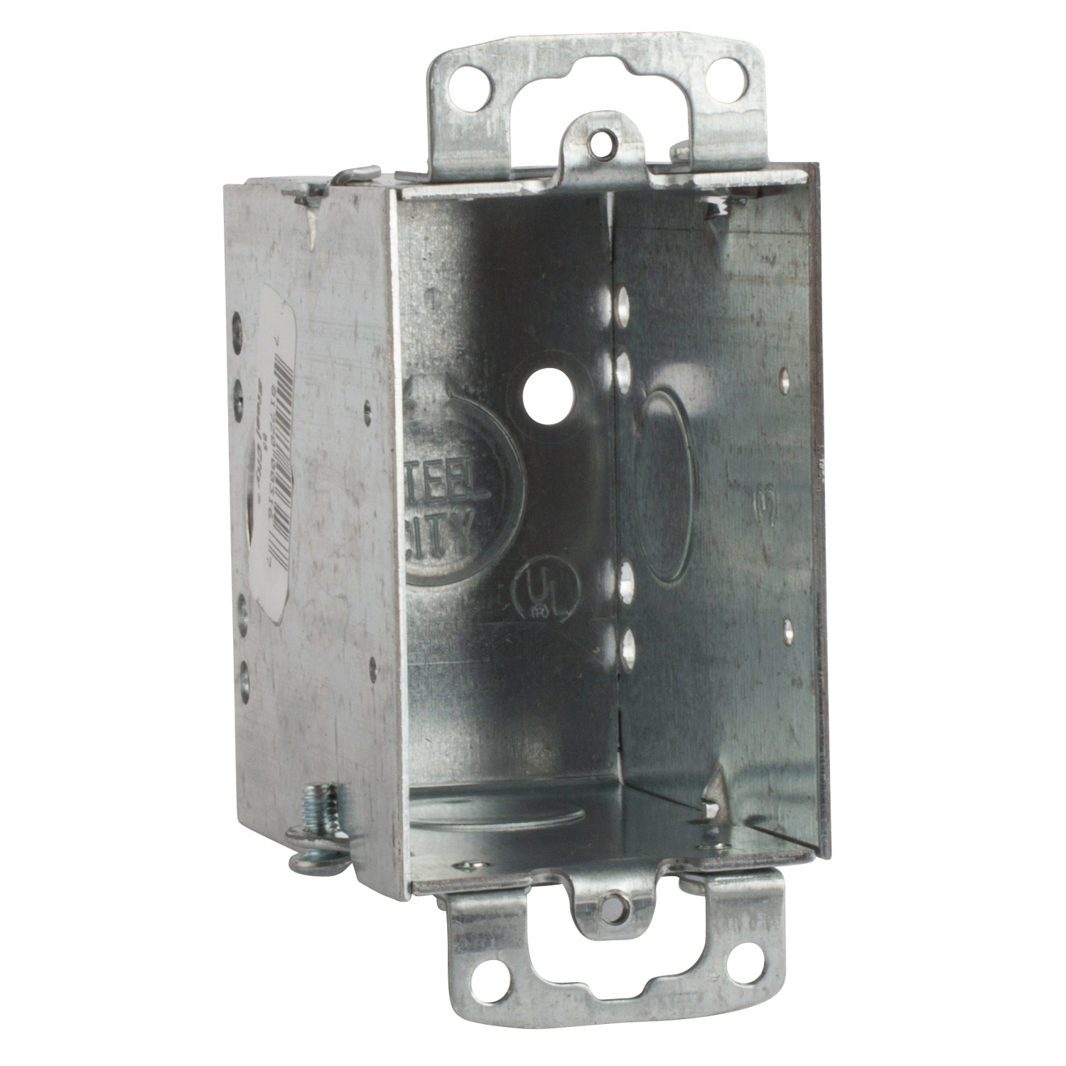 53 Steel City Gangable Switch Box, Steel, 14 cu-in Capacity, 1 Gangs, 1 Outlets, 8 Knockouts, 2 in W x 2-3/4 in D x 3 in H