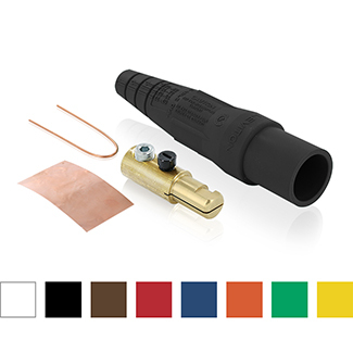 16D21-UG Rhino-Hide 1-Pole Cam Type Taper Nose While-in-Use Detachable Male Plug, 12 to 24 V AC/DC, 300 A, 2 to 2/0 AWG Wire, Single Setscrew, NEMA 3R