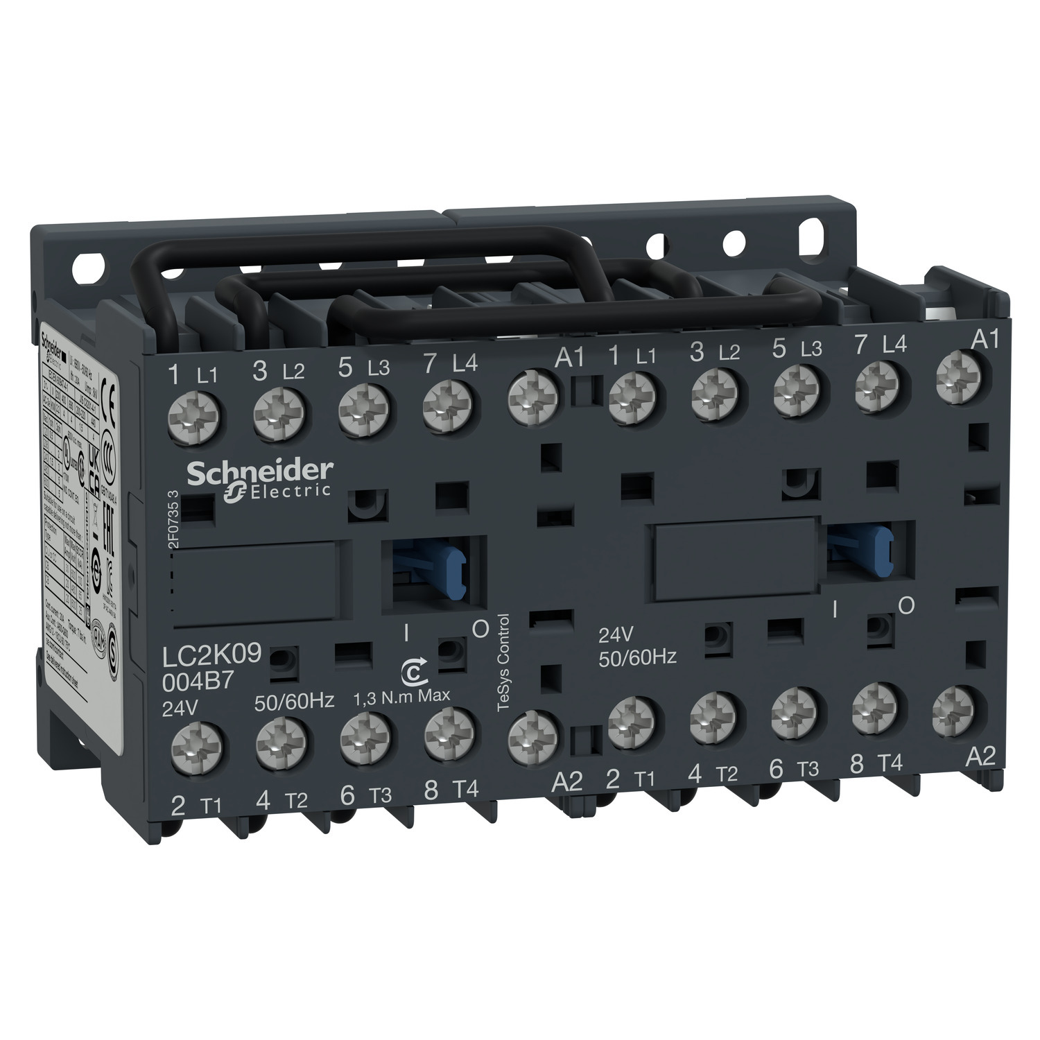 LC2K12004F7 TeSys K K-Line LC2K Changeover IEC Contactor, 110 VAC V Coil, 20 A, 4NO Contact, 4 Poles