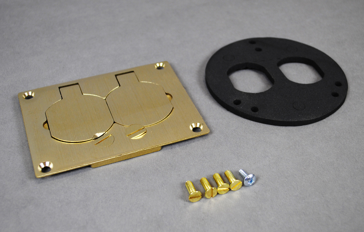 S125B Duplex Unassembled Cover Plate, 4-11/64 in L x 3-9/64 in W, Brass
