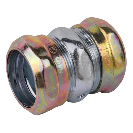 TK112AN-RT Steel City Raintight Thinwall Compression Coupling, 3/4 in, For Use With EMT Conduit Fittings, Steel, Zinc Plated