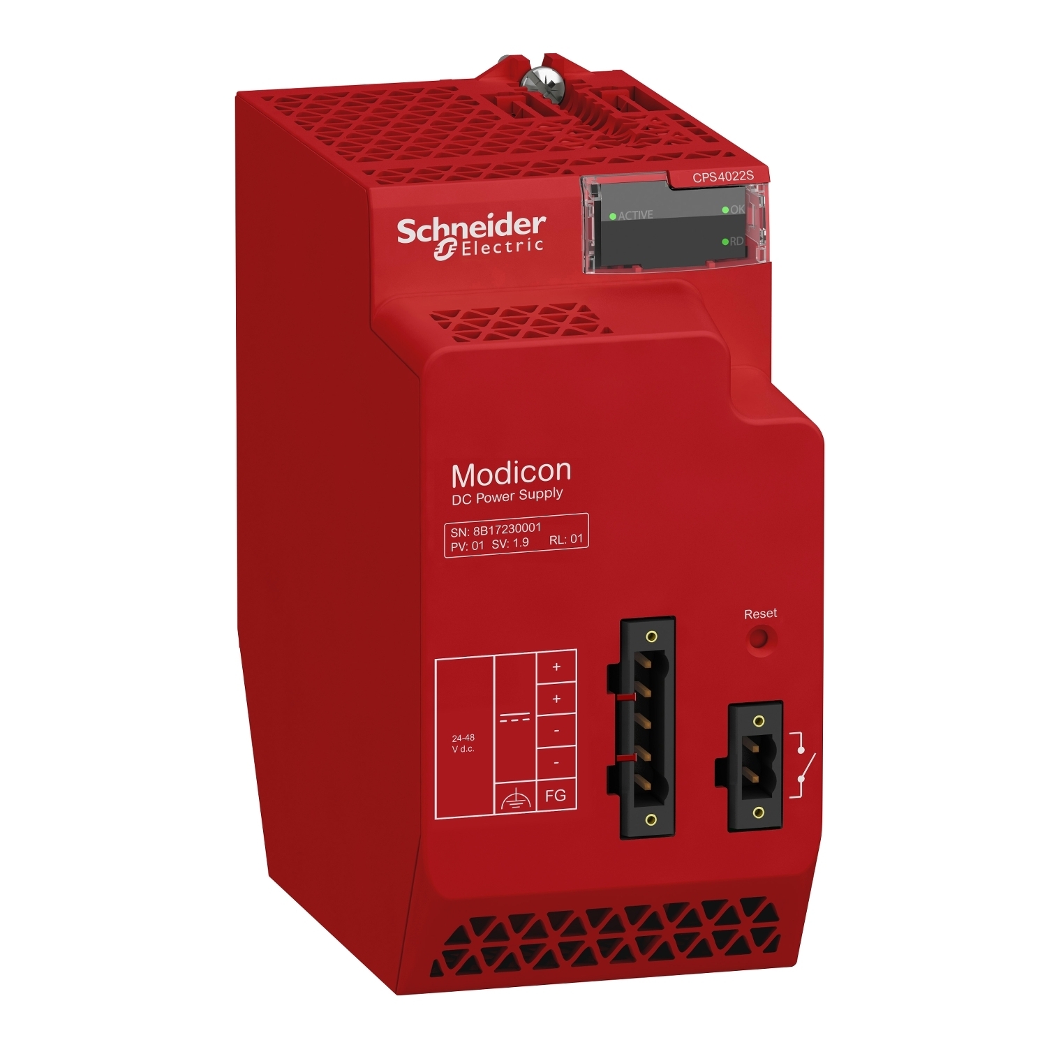 BMXCPS4022S Redundant Power Supply Module, 1.9 A at 24 V, 1 A at 48 V Input