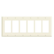80436-E Decora Standard Size Wall Plate, 6 Gangs, 11.8 in W x 4.5 in H, Thermoset, Black