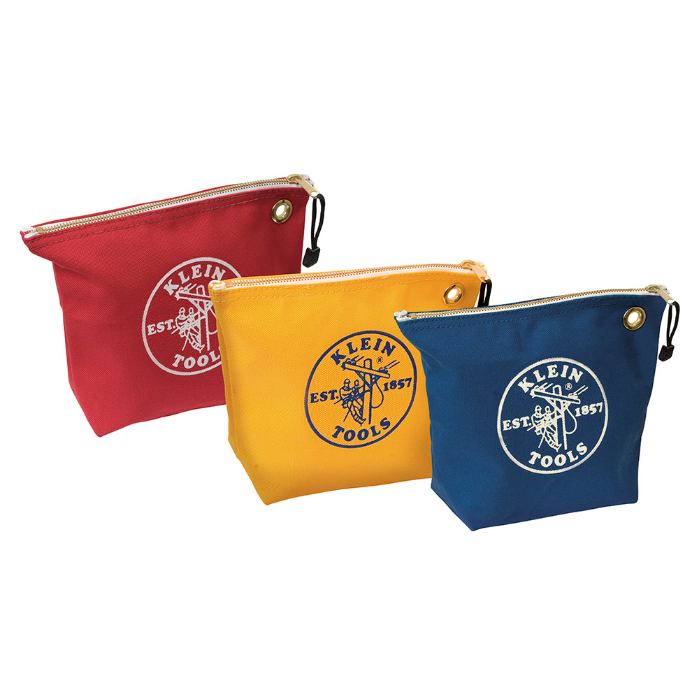 5539CPAK Assorted Zipper Bag, #8 Canvas, Blue/Red/Yellow