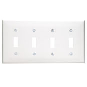 80712-W Standard Size Traditional Wall Plate, 4 Gangs, 8.18 in W x 4.5 in H, Thermoplastic, White