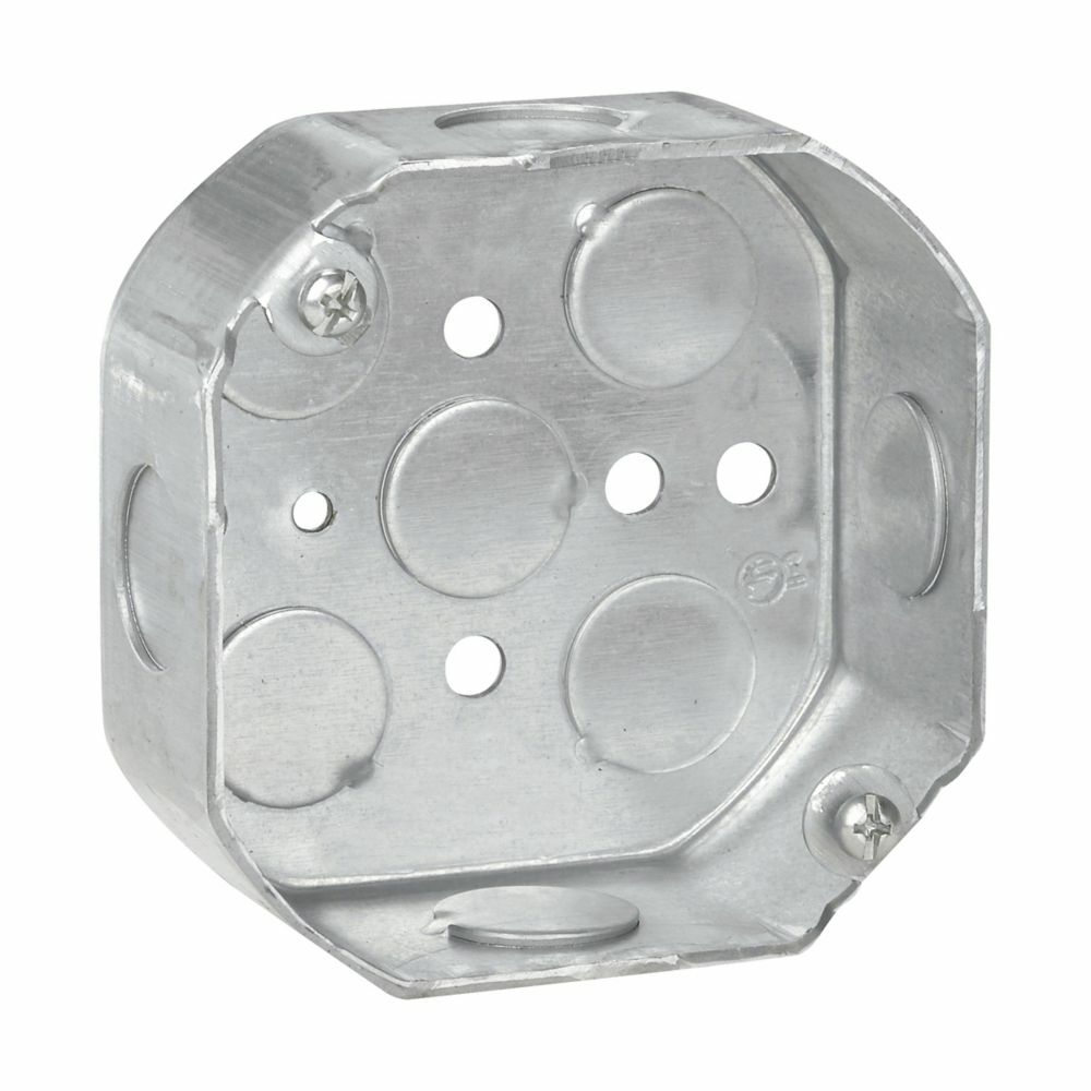 TP274 Thepitt Welded Octagon Outlet Box, Steel, 15.5 cu-in Capacity, 5 Knockouts, 4 in W x 1-1/2 in D x 4 in H