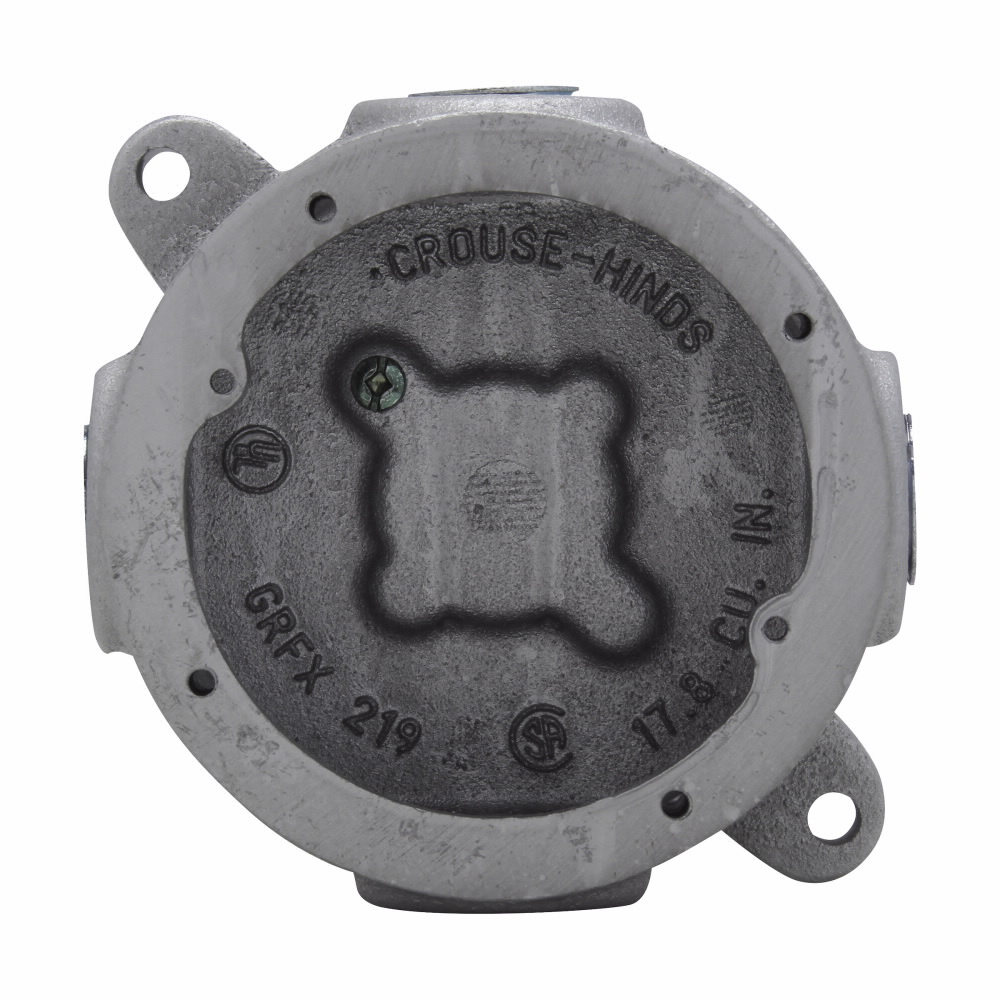 GRFX329 Conduit Outlet Box With Lugs, Feraloy Iron Alloy, 27 cu-in Capacity, 2.06 in W x 6.13 in D x 4.56 in H