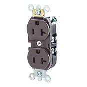 BR20-T 1-Phase Duplex Heavy Duty Straight Blade Receptacle, 125 V AC, 20 A, 2 Poles, 3 Wires, Light Almond