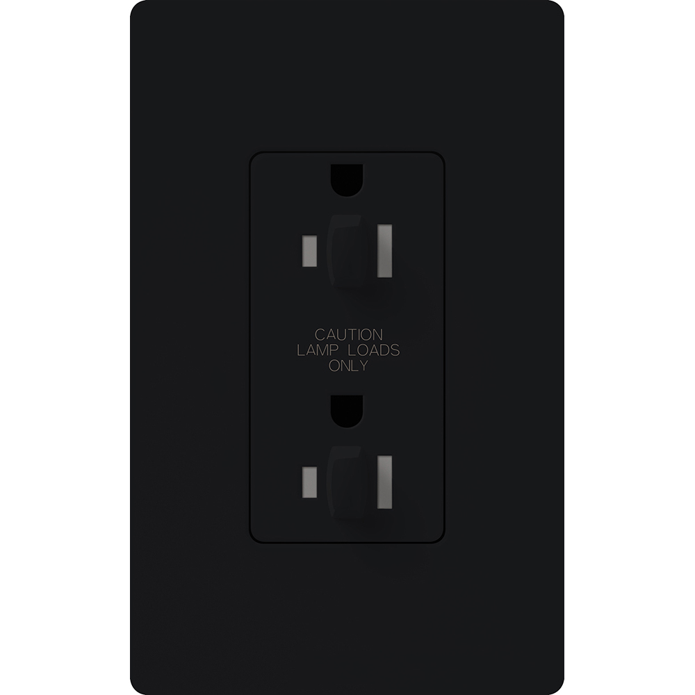 SCR-15-DDTR-MN Claro Dual Dimming, Tamper-Resistant Duplex Receptacle, Decorator-Style Outlet, 15 Amp, Satin, Midnight