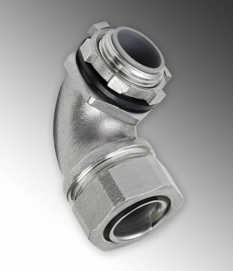 S60700FC45 Flexible Conduit Connector, 3/4 in Trade, For Use With Flexible Rigid Conduit, 316 Stainless Steel, #4 Polished