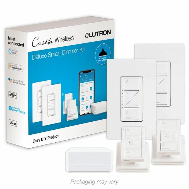 P-BDG-PKG2W Caseta Smart Dimmer Switch Kit with Smart Hub, 2 Original In-Wall Dimmers, 2 Pico Remotes, 2 Pedestals, White