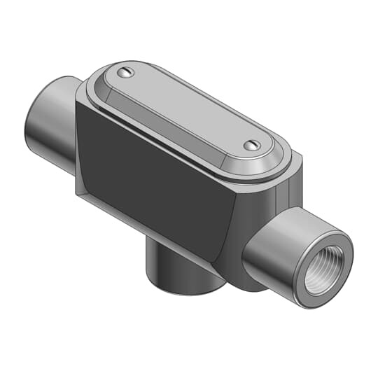 TB37CG-TB T&B BlueKote Type TB Pre-Assembled Conduit Body With Cover, Gasket, 1 in Hub, Form 7 Form, 16.9 cu-in Capacity, Iron, Epoxy Powder Coated/Zinc Plated